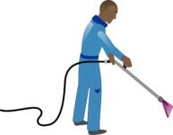 man cleaning carpet