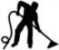 silhoutte of man cleaning carpet