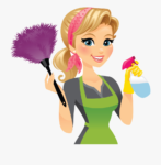 cleaning lady with feather duster